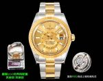 AR Factory Rolex Sky-Dweller 42mm 9002 Movement Gold Face TT Gold Oyster Band Watch